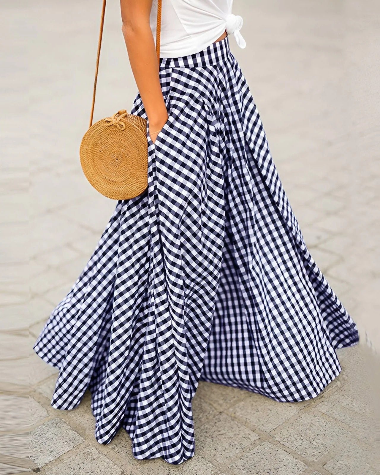Lettice Checked Midi Skirt