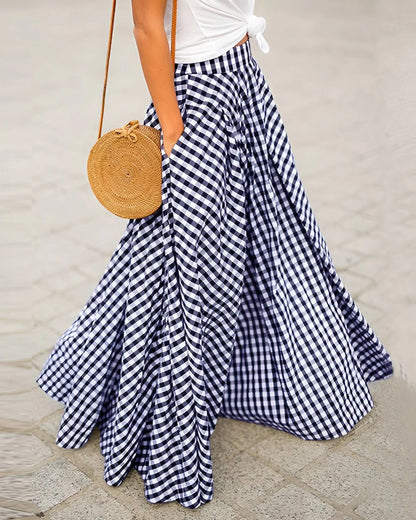 Lettice Checked Midi Skirt