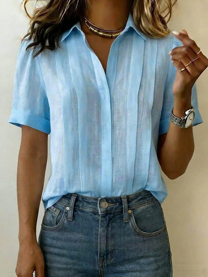Linen V-Neck Blouse