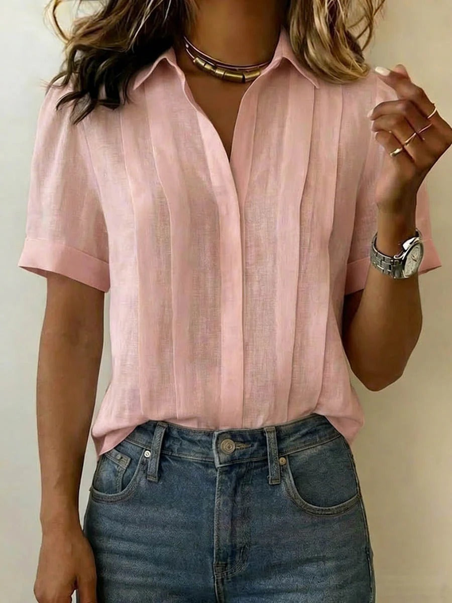 Linen V-Neck Blouse
