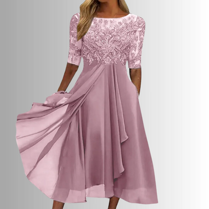 Elegant Lace Dress with Layered Skirt