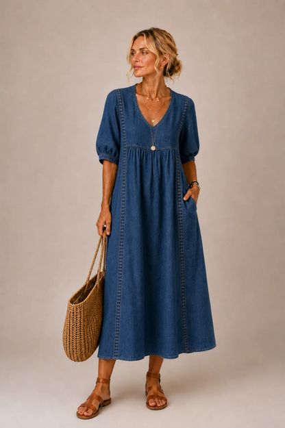 Women's Linen and Lace Dress