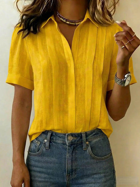 Linen V-Neck Blouse