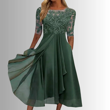 Elegant Lace Dress with Layered Skirt
