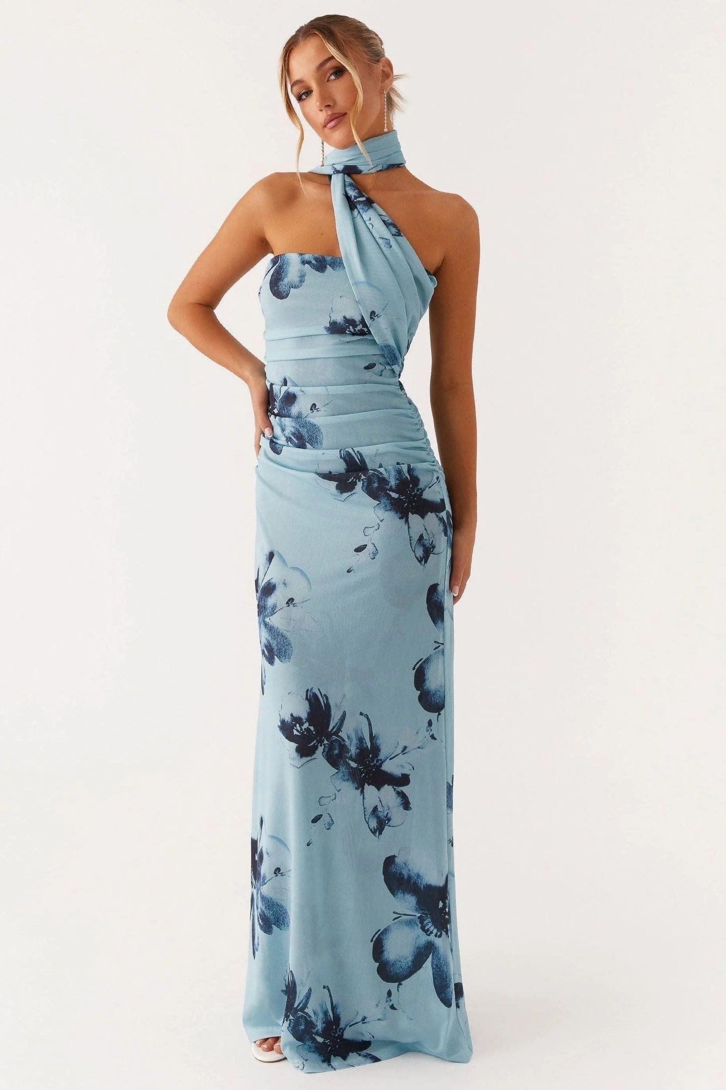 Valda Floral Halter Maxi Dress