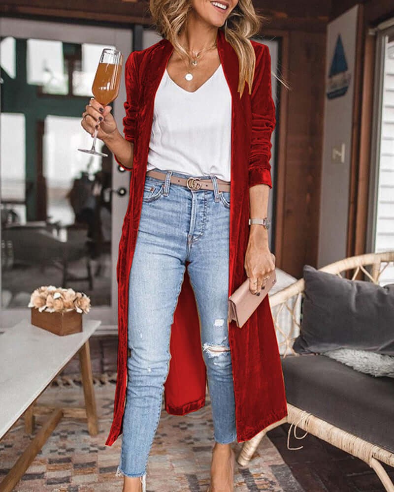 Women's Velvet Duster Cardigan