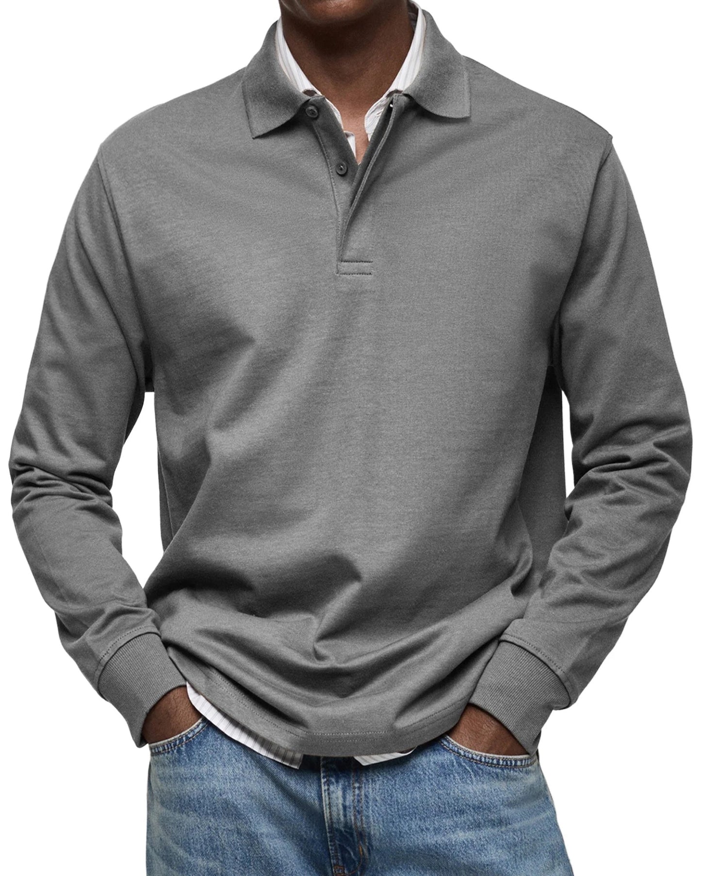 Long-Sleeved Luxury Polo Shirt – Comfortable & Versatile