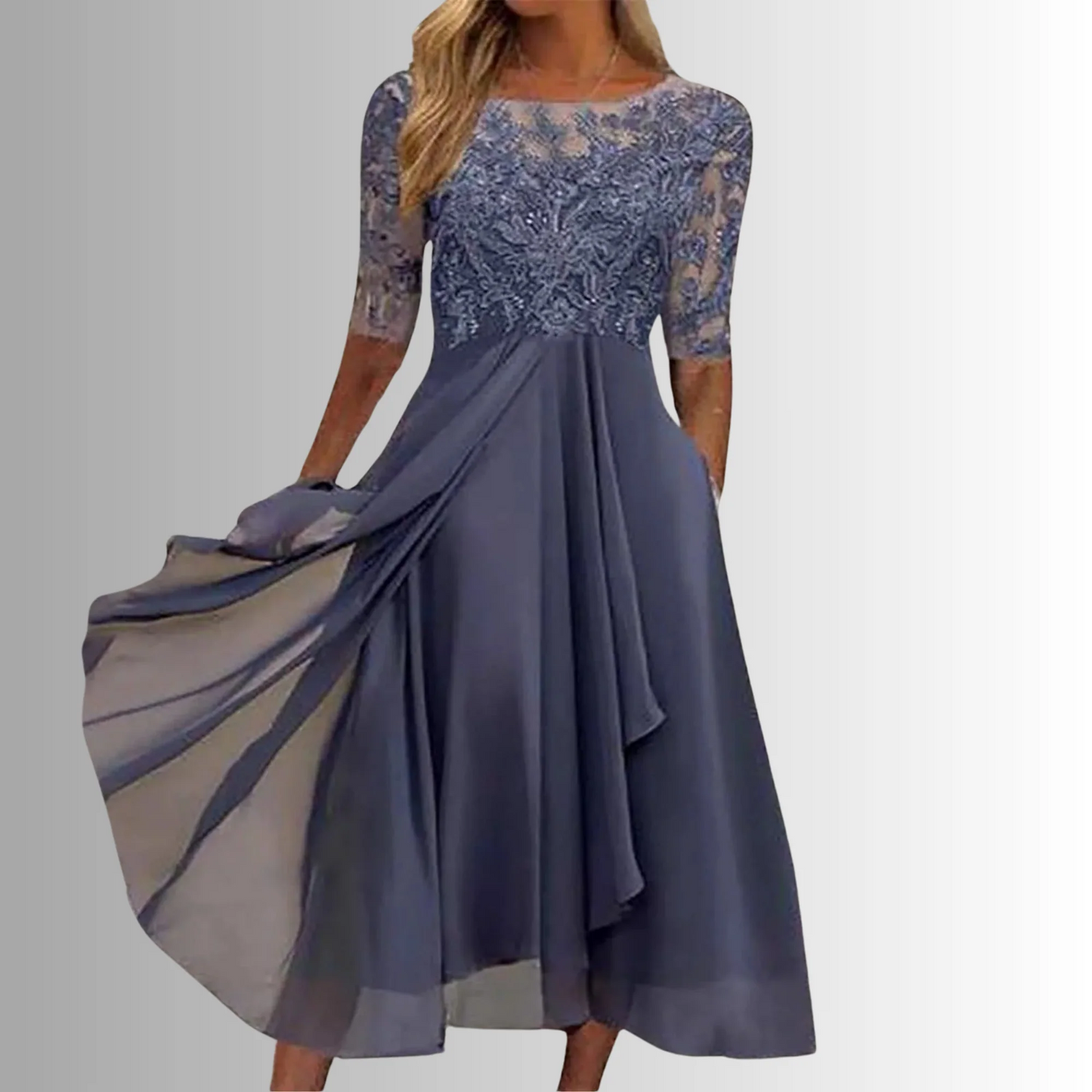 Elegant Lace Dress with Layered Skirt