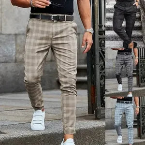 Casual Checkered Trousers with Relaxed Fit