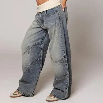 Baggy Wide-Leg Jeans in Denim