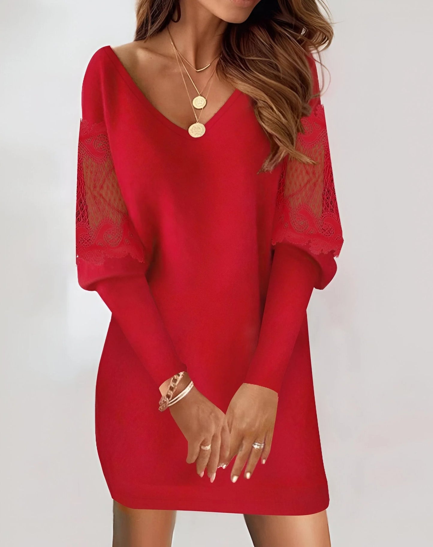 Katey V-Neck Batwing Sleeve Dress