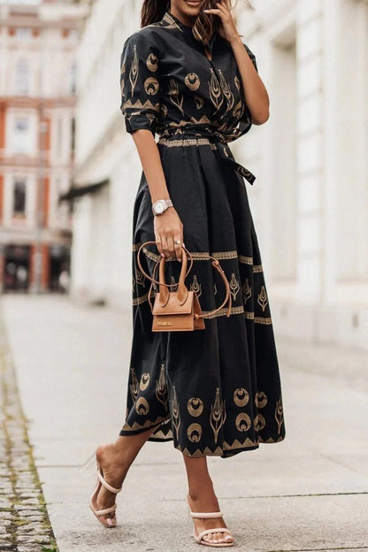 Madeleine Boho Print Midi Dress