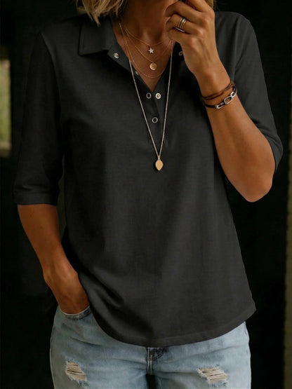 Knit V-Neck Polo Shirt