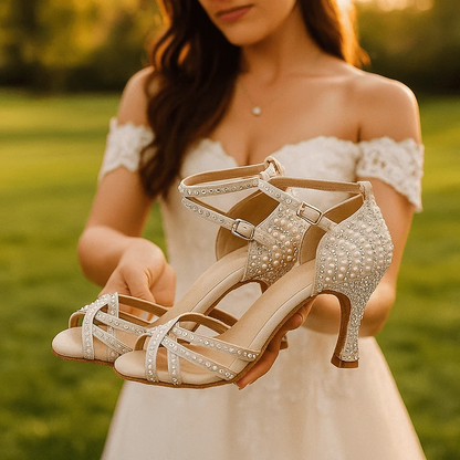 Women's Satin Crystal Dance Shoes