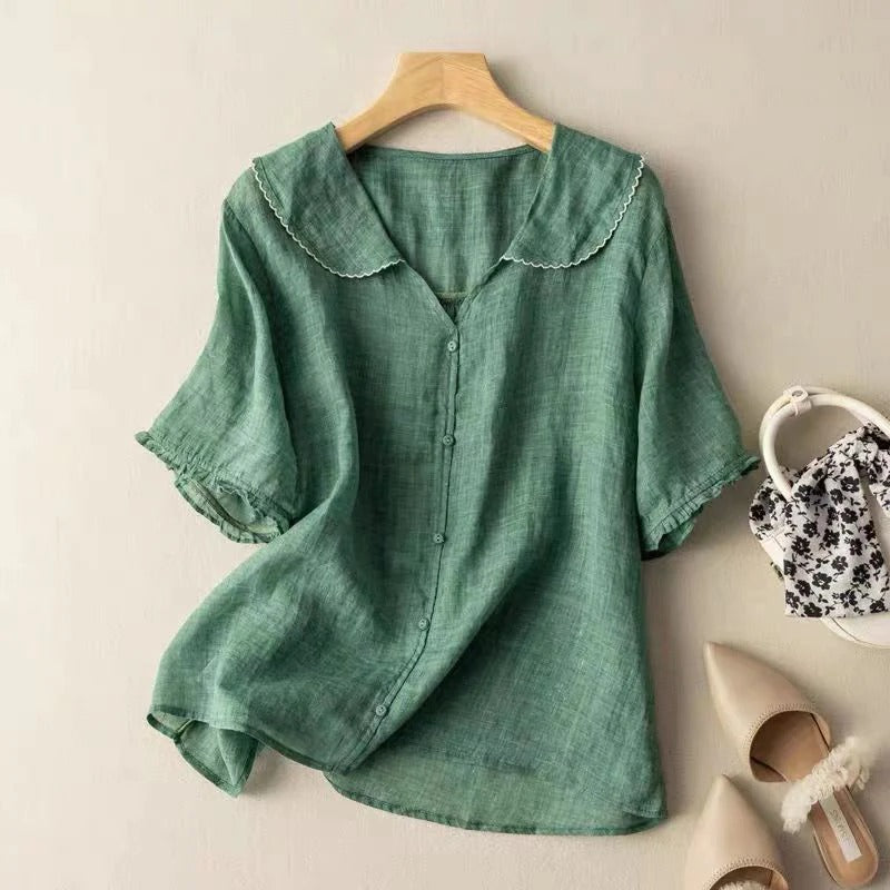 Vintage Blouse with Scalloped Collar