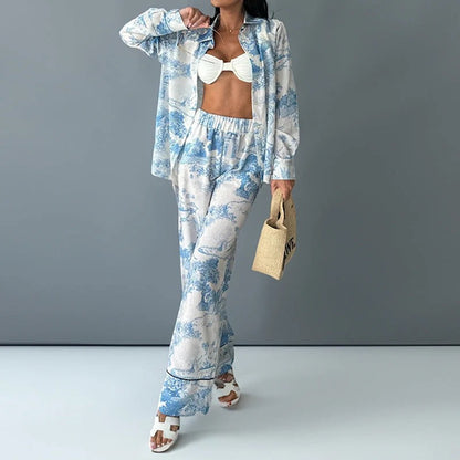 Miranda Satin Shirt and Trousers Set