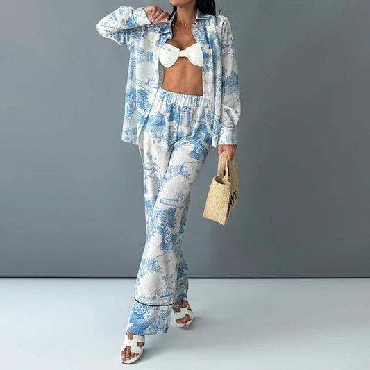 Miranda Satin Shirt and Trousers Set