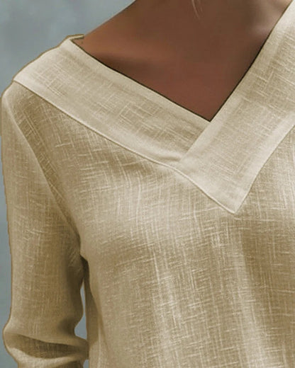 Women's Asymmetric Neckline Linen Blouse