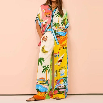 Miranda Satin Shirt and Trousers Set