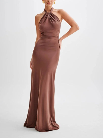 Megan Slinky Halter Maxi Dress