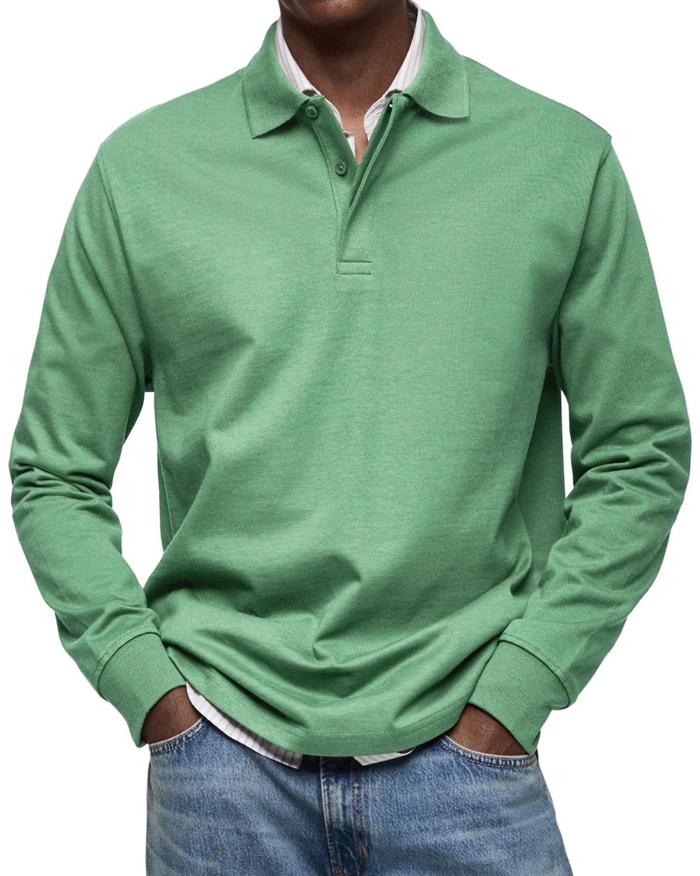 Long-Sleeved Luxury Polo Shirt – Comfortable & Versatile