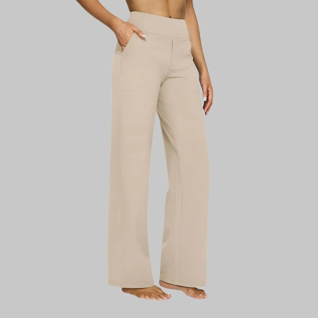 Women's High-Waisted Stretch Wide-Leg Pants