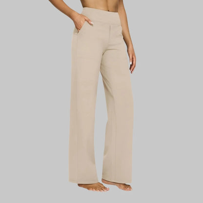 Women's High-Waisted Stretch Wide-Leg Pants