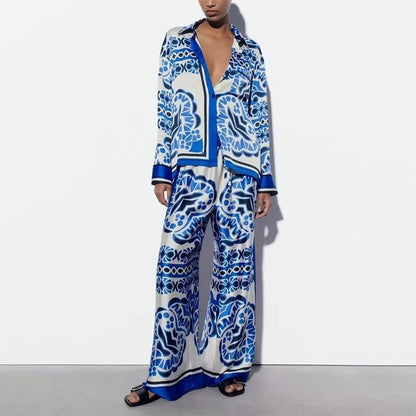 Miranda Satin Shirt and Trousers Set