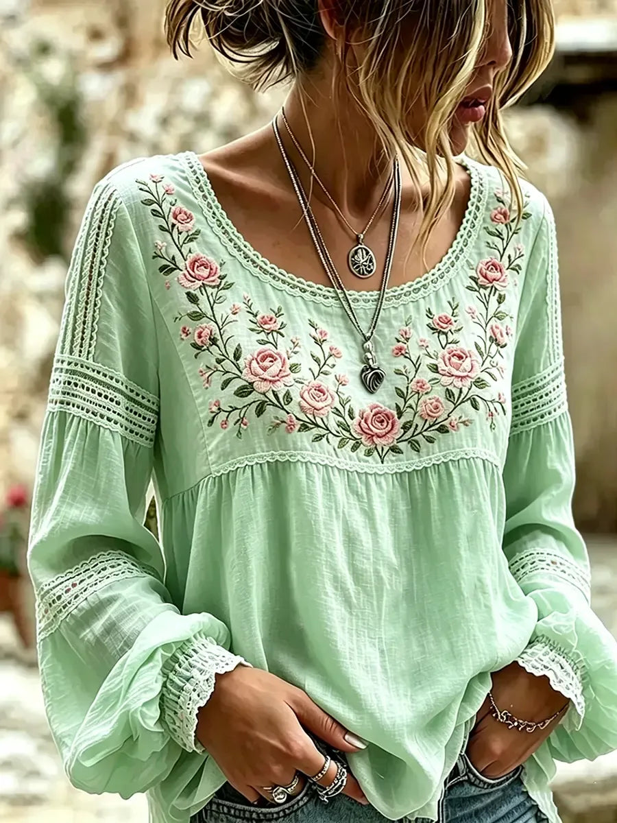 Embroidered Linen Blouse