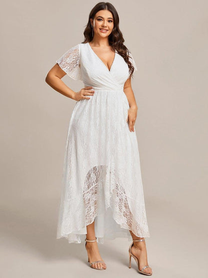 Plus Size Ruffled Lace A-Line Evening Dress