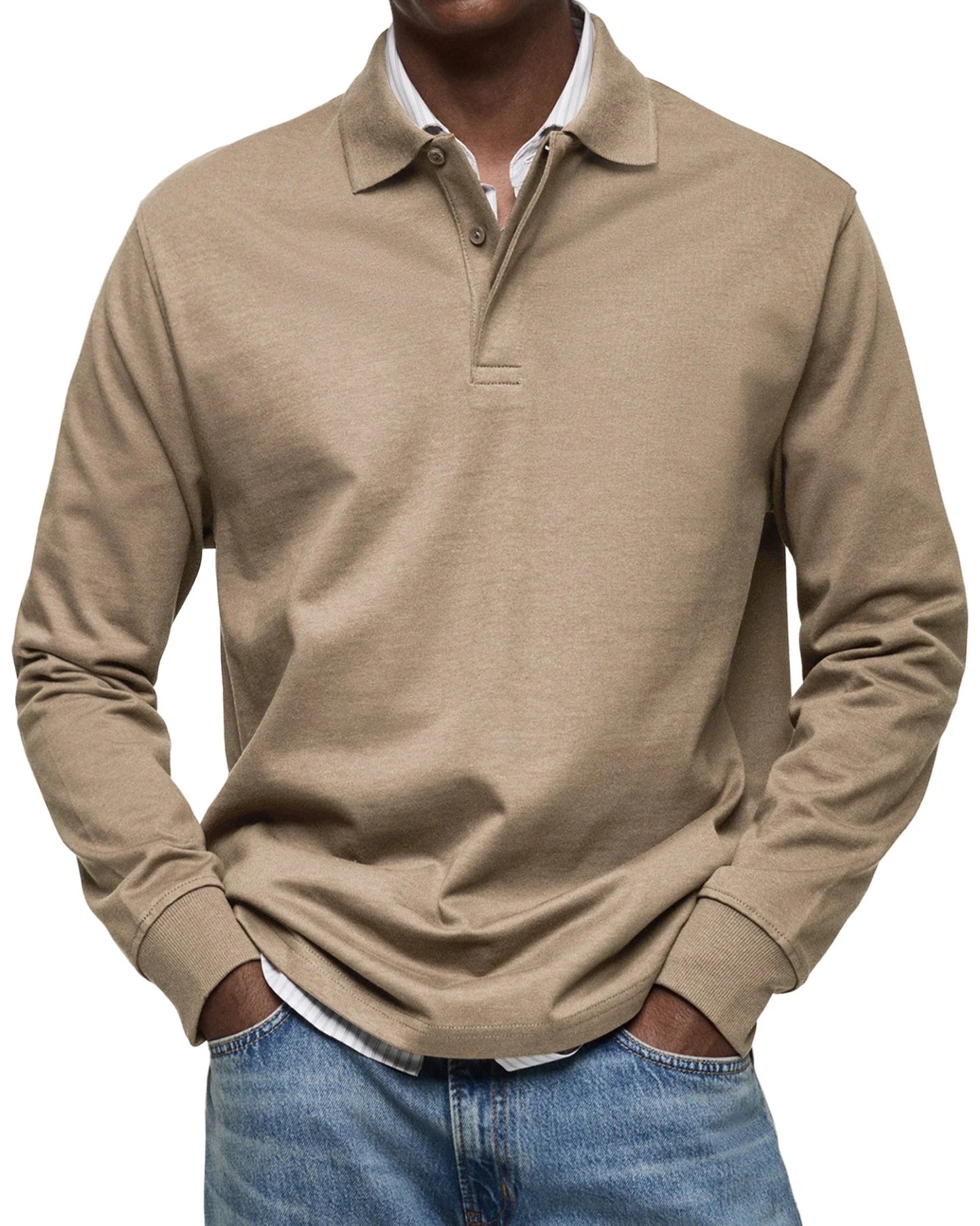 Long-Sleeved Luxury Polo Shirt – Comfortable & Versatile