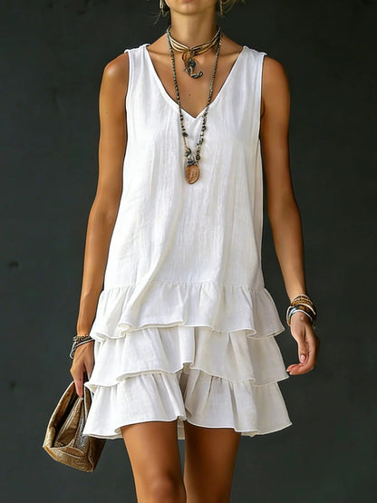Linen V-Neck Tunic Dress