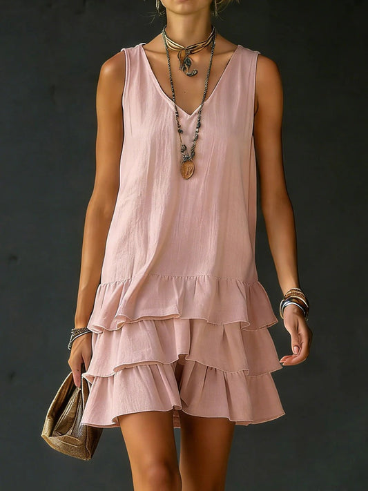 Linen V-Neck Tunic Dress