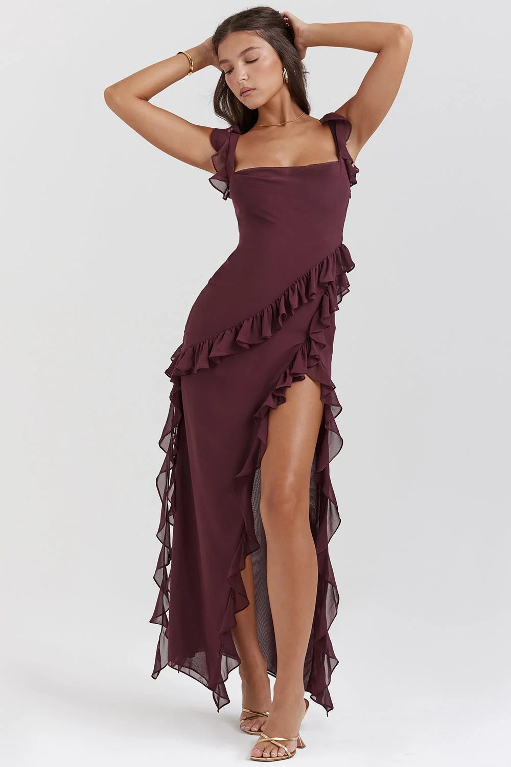 Julia Ruffled Evening Dress