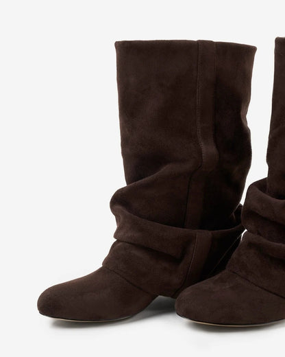 Casual Knee-High Slouchy Boots with Drawstring