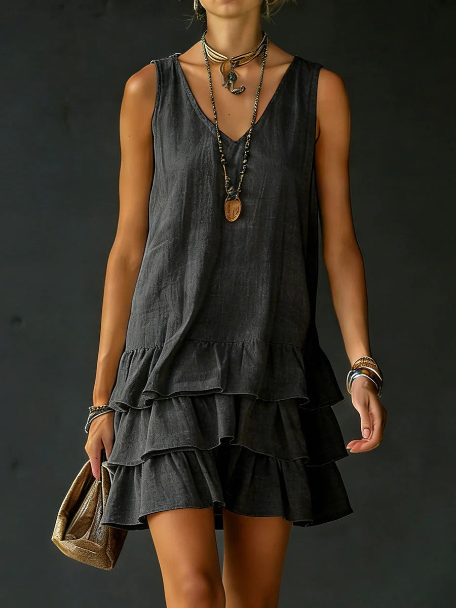 Linen V-Neck Tunic Dress