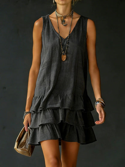 Linen V-Neck Tunic Dress