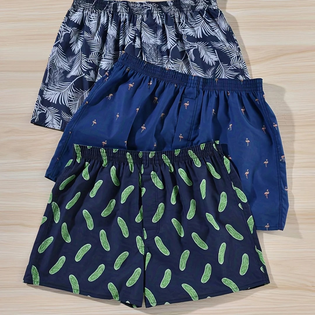 Men's Plant Print Boxers (Pack of 3)