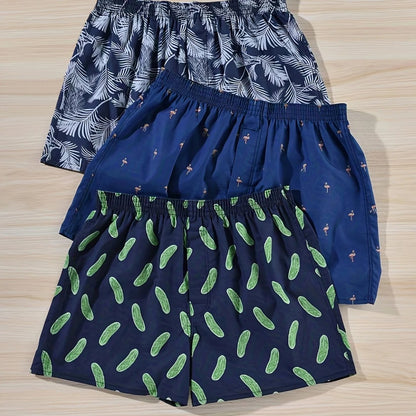 Men's Plant Print Boxers (Pack of 3)