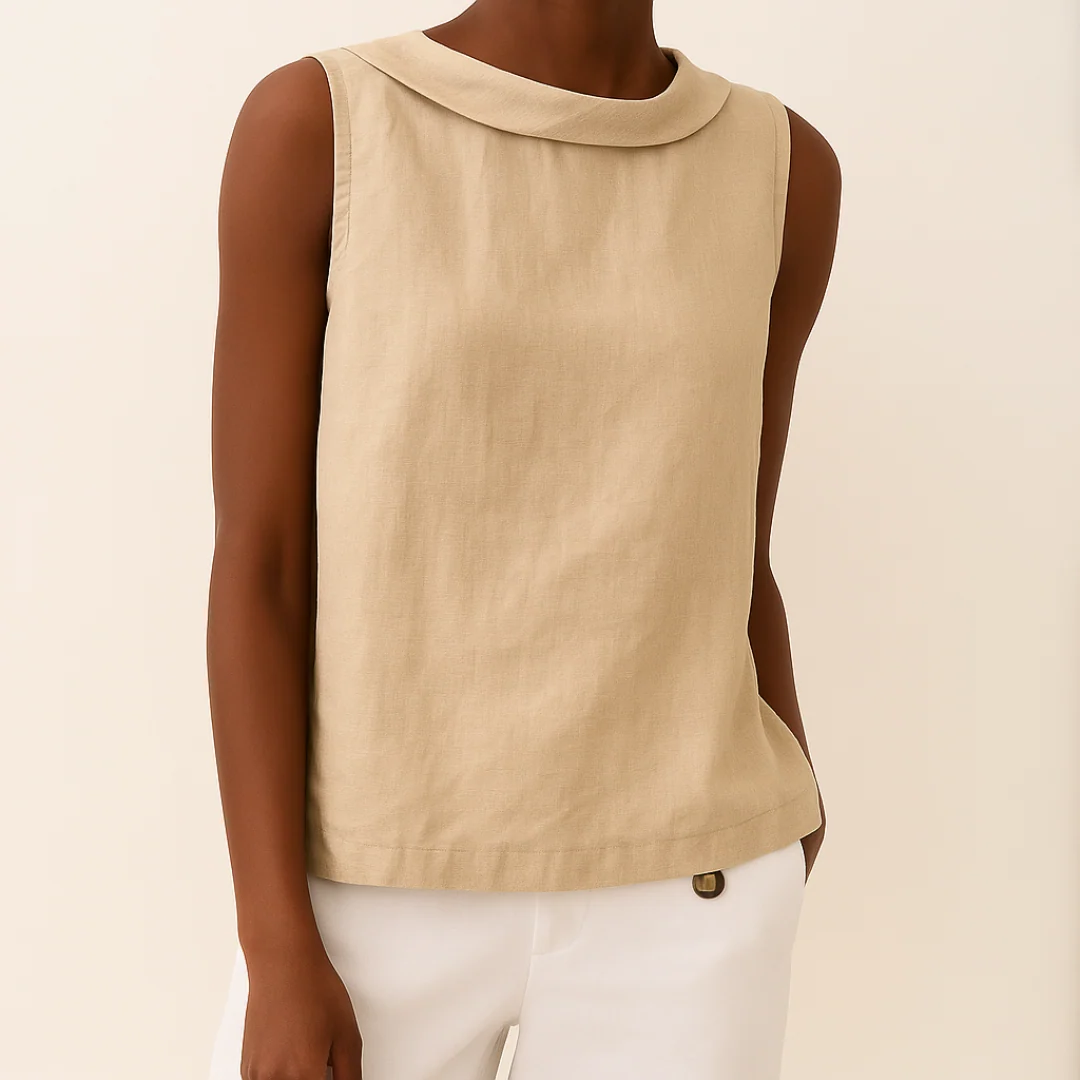 Sleeveless Roll Collar Top