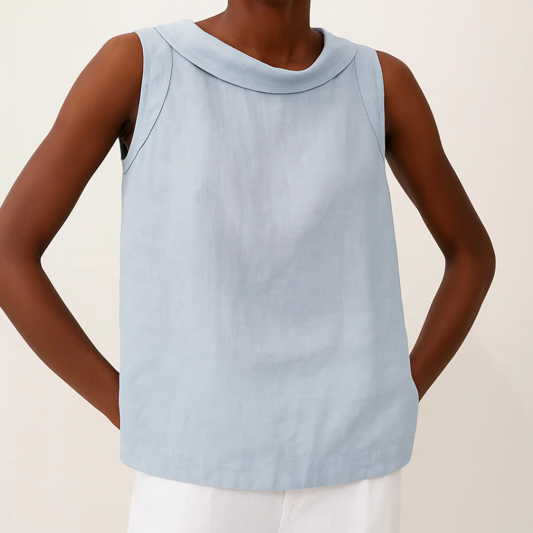 Sleeveless Roll Collar Top