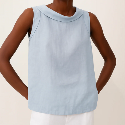 Sleeveless Roll Collar Top