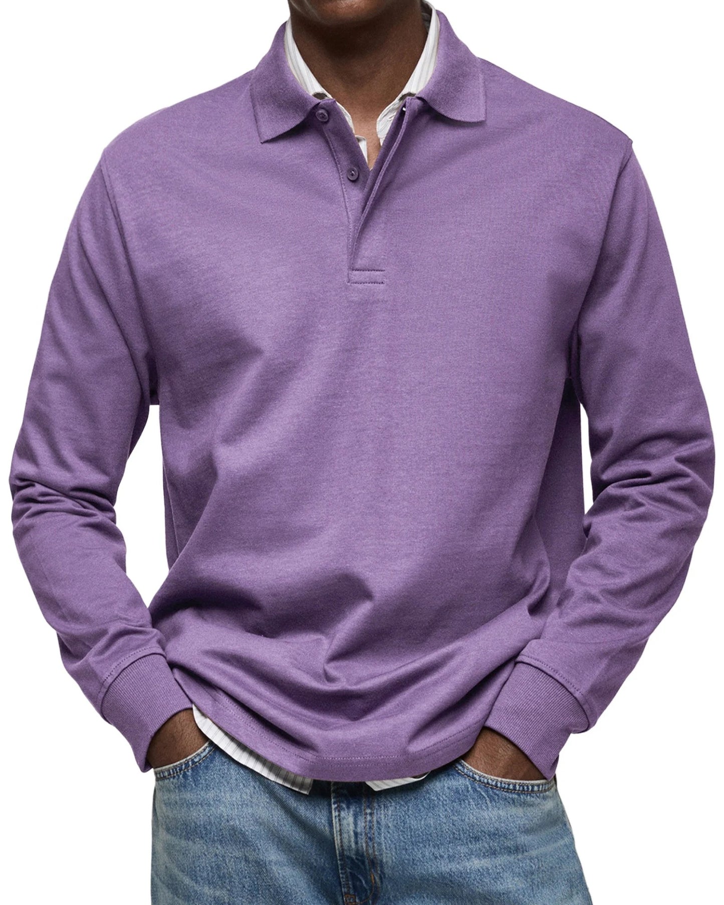Long-Sleeved Luxury Polo Shirt – Comfortable & Versatile