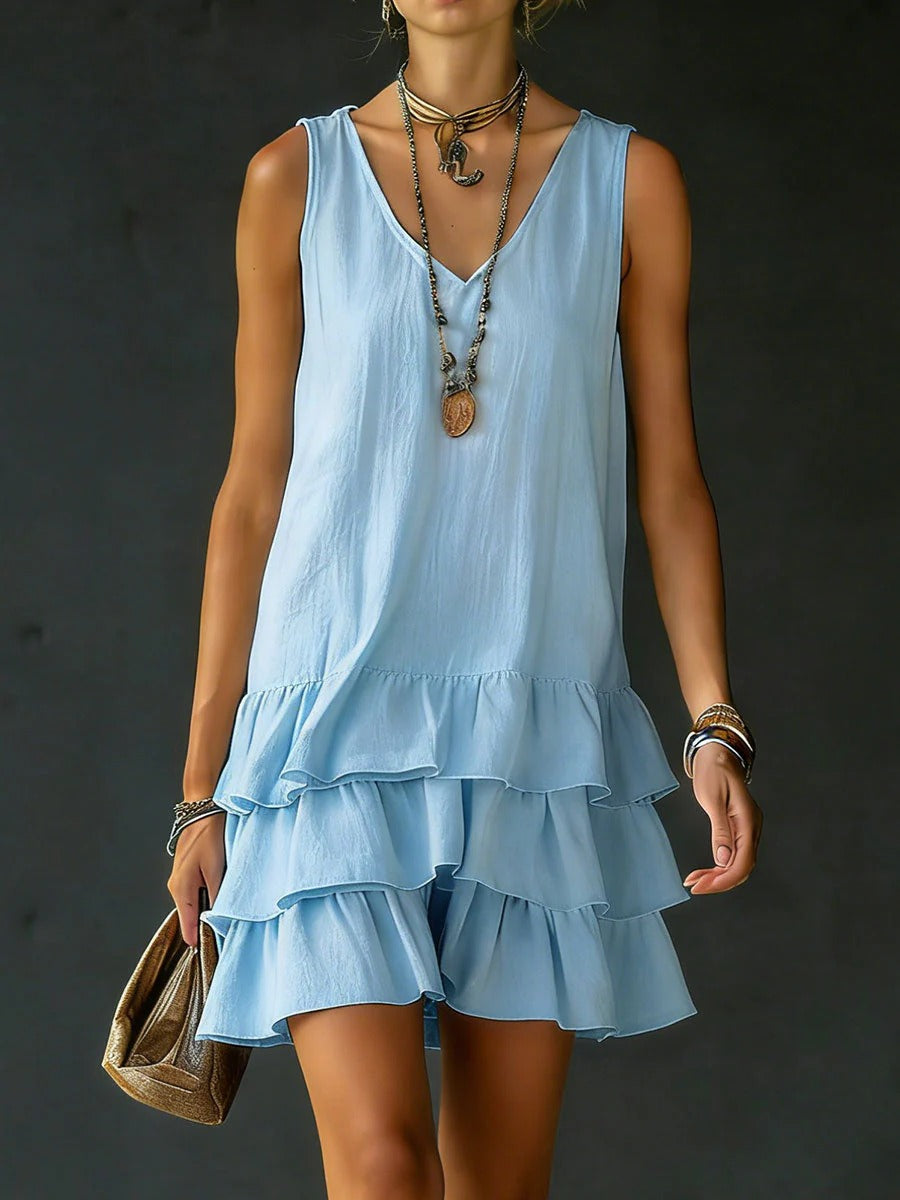 Linen V-Neck Tunic Dress
