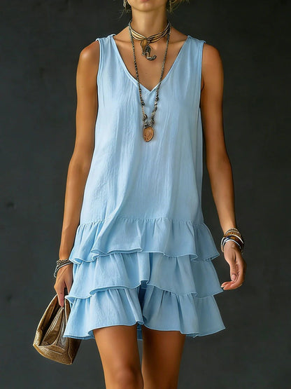 Linen V-Neck Tunic Dress