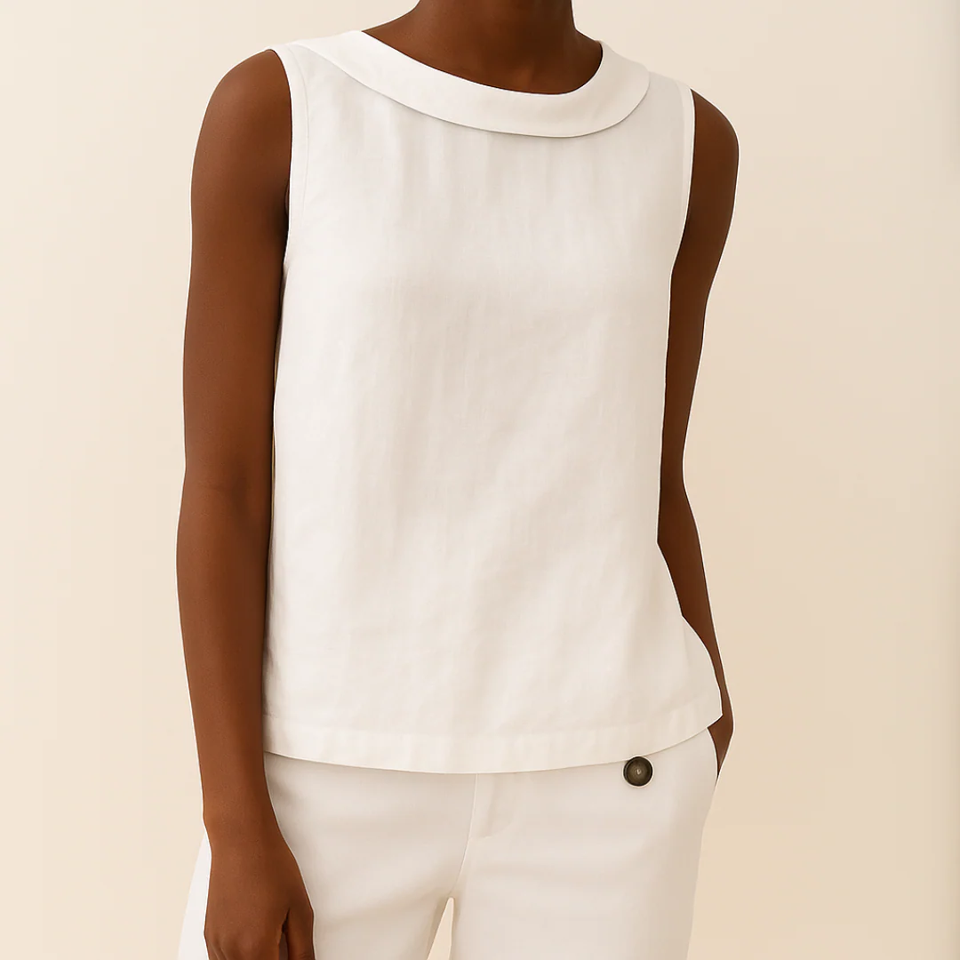 Sleeveless Roll Collar Top