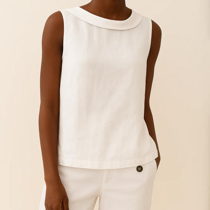 Sleeveless Roll Collar Top