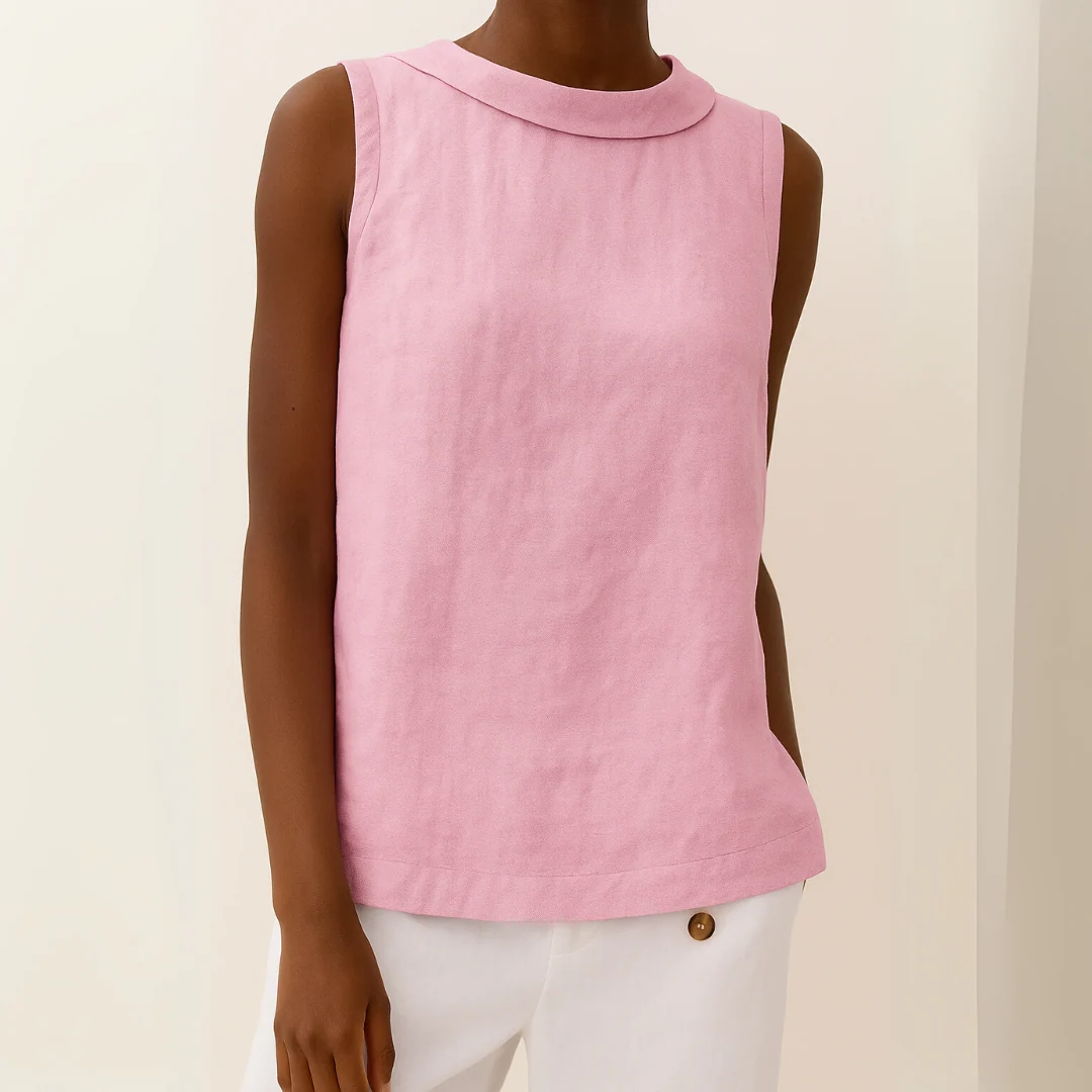 Sleeveless Roll Collar Top