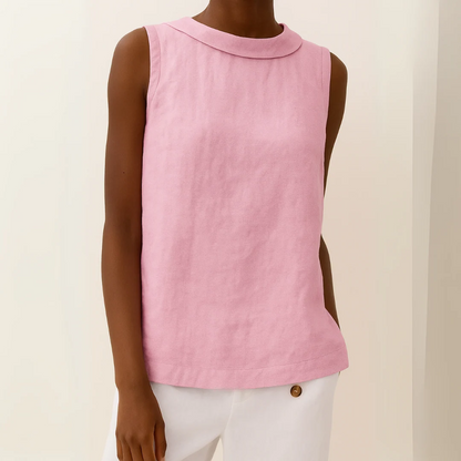 Sleeveless Roll Collar Top