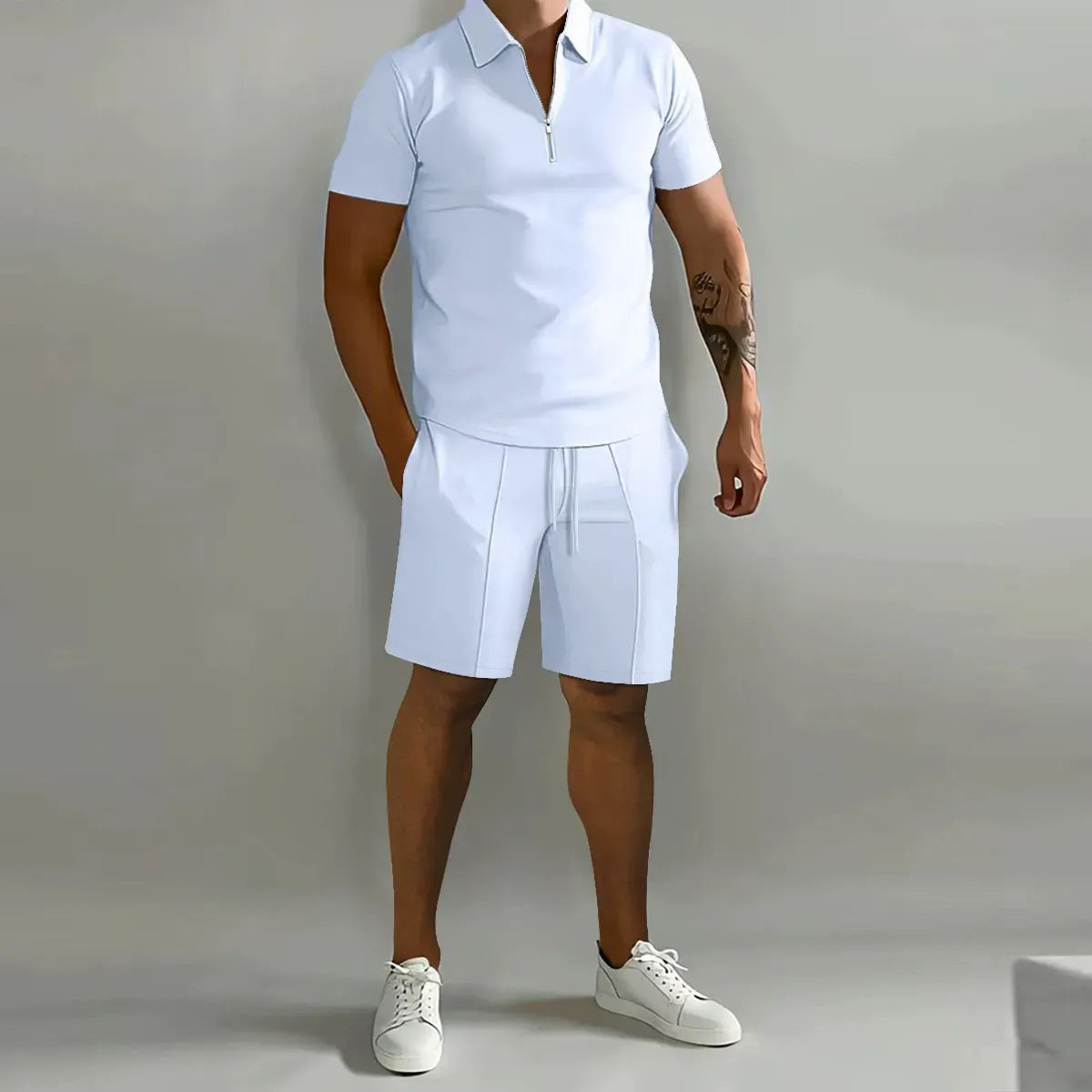 Men's Zip Polo and Shorts Co-Ord Set
